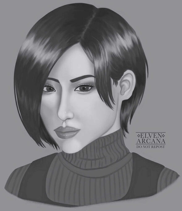 Bust Full Render in B&W Bust Full Render in B&W